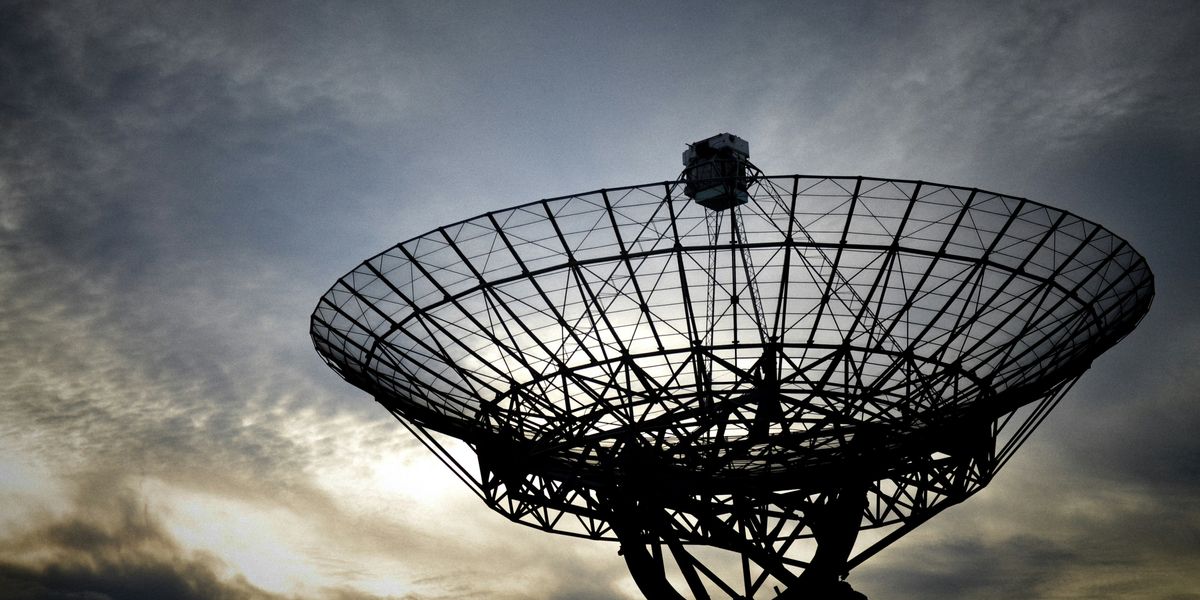 Equipment pointing toward the sky to communicate with satellites.