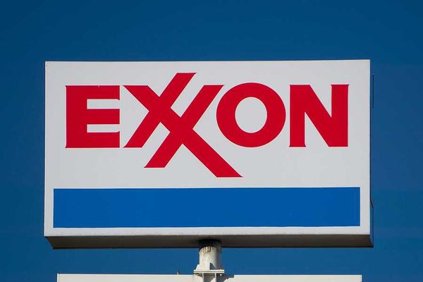 EXXON sign against blue-sky background