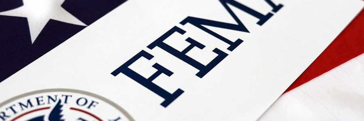 FEMA logo set on United States of America flag