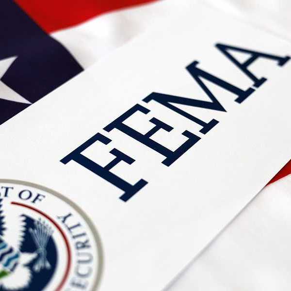 FEMA logo set on United States of America flag