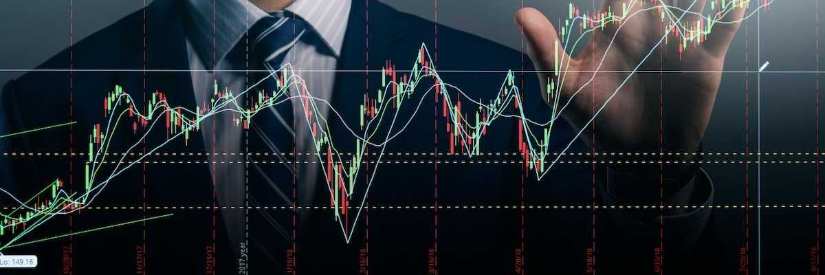 Financial graph superimposed against a "Wall Street Bro"