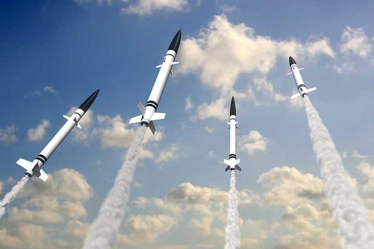 Four missiles under launch
