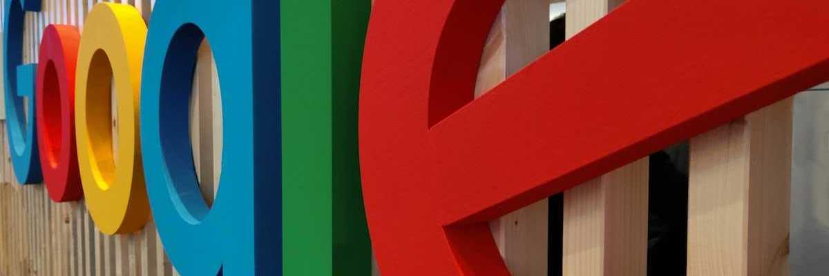 Google logo on the side of a building