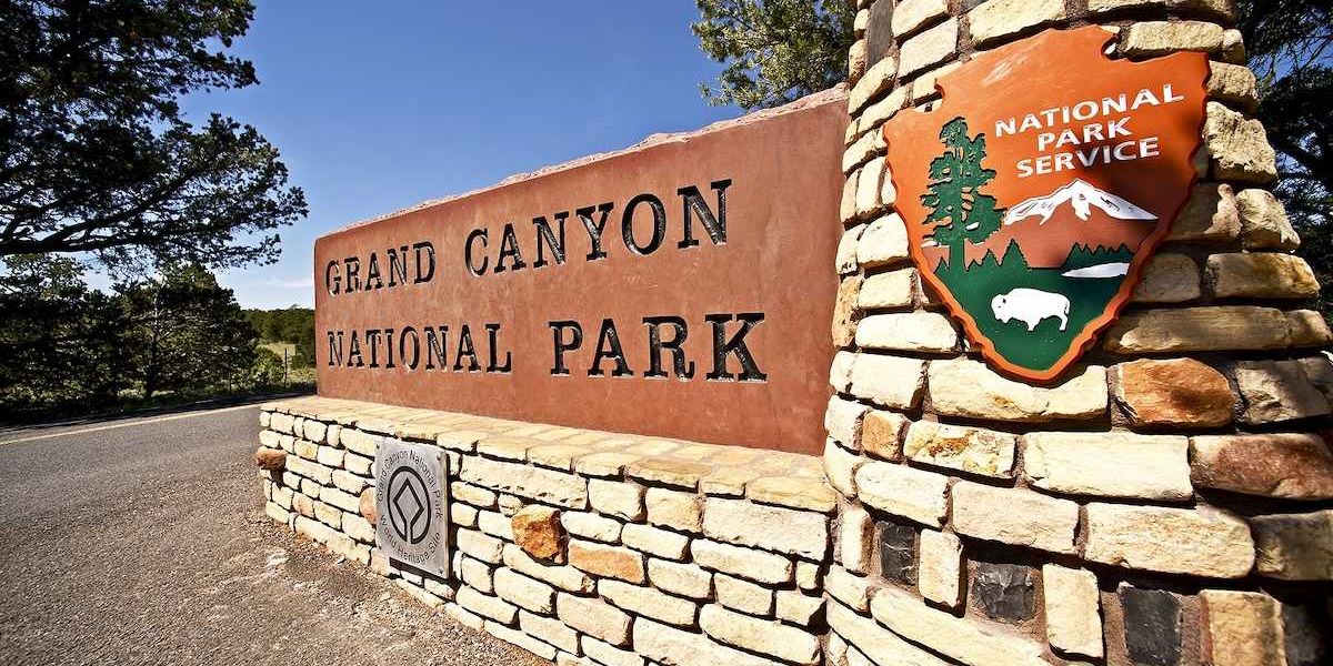 Grand Canyon Entrance Sign. National Park Service Information.