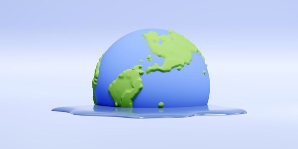 Graphic of the earth melting into a flat surface.