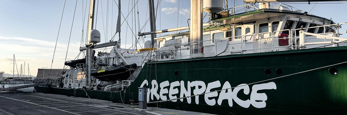 Greenpeace ship in port.