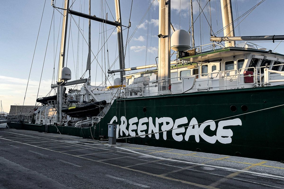 Greenpeace ship in port.