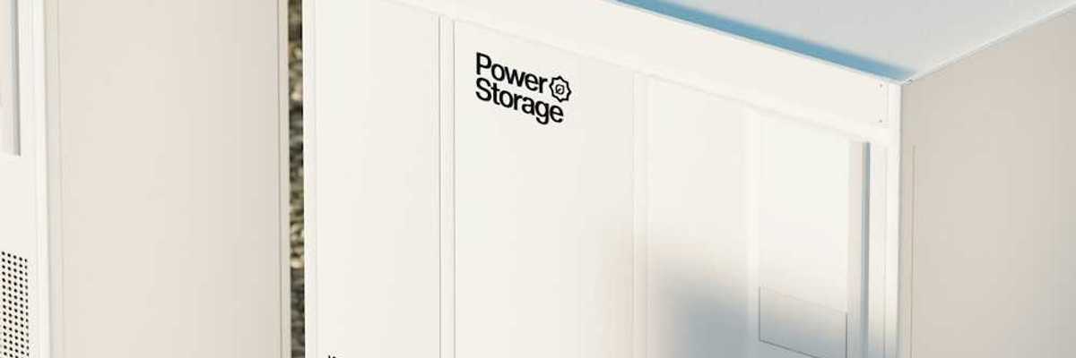 Grid-scale battery storage unit white cabinet