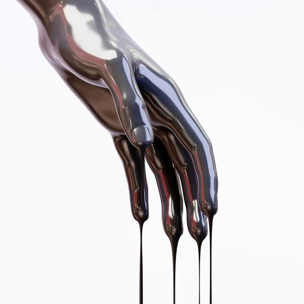 Hand covered in and dripping oil