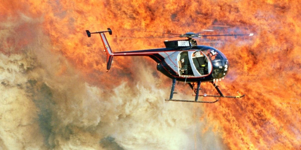 Helicopter wildfire flyover