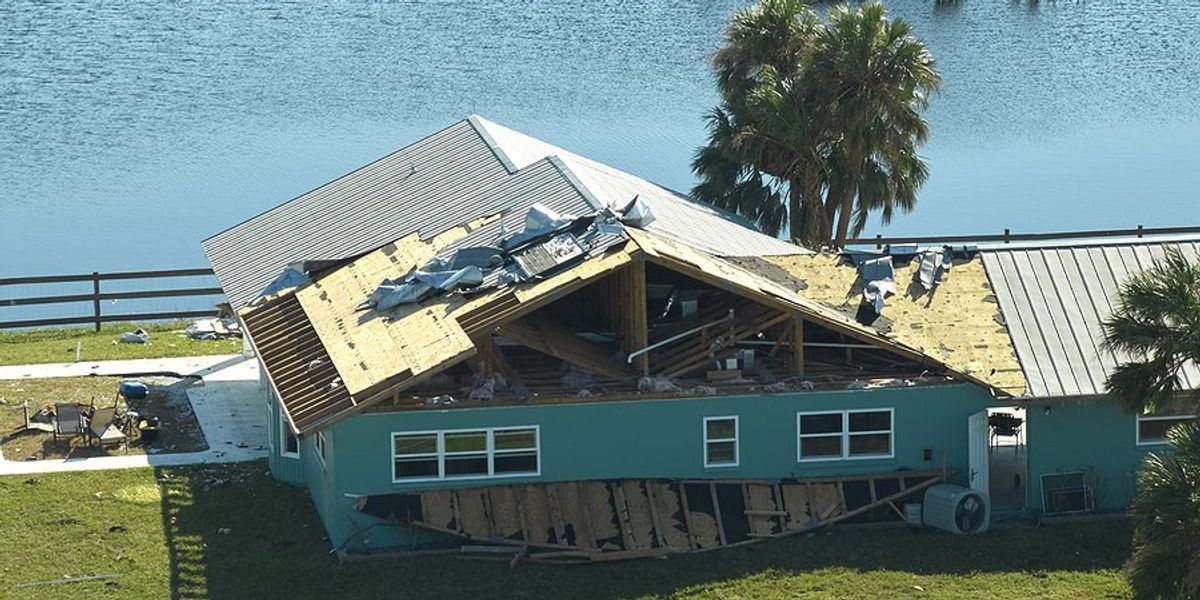 Home damaged by a hurricane.