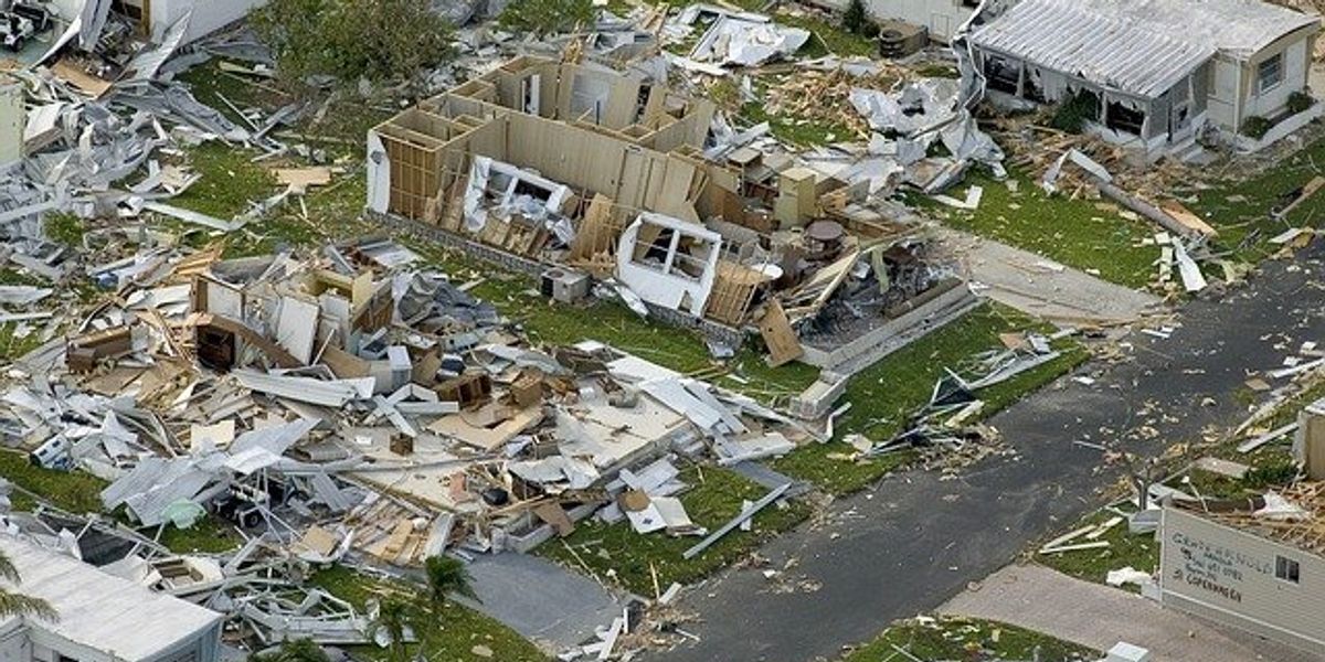 Homes destroyed after a natural disaster