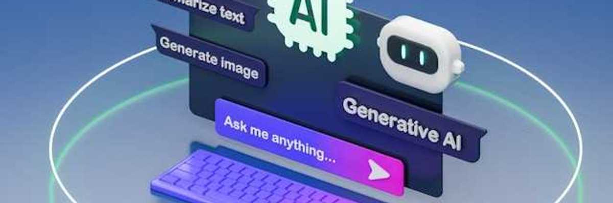 Illustration of a computer screen using AI tools