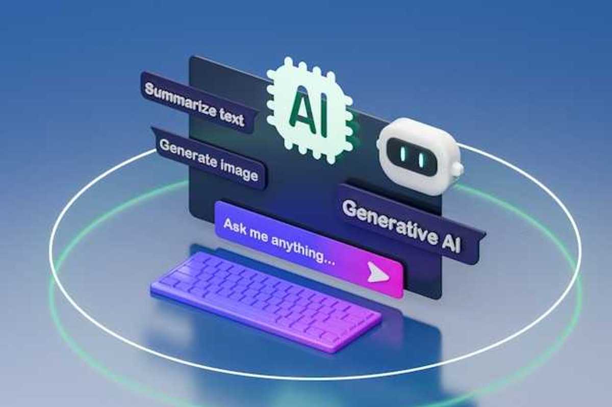 Illustration of a computer screen using AI tools