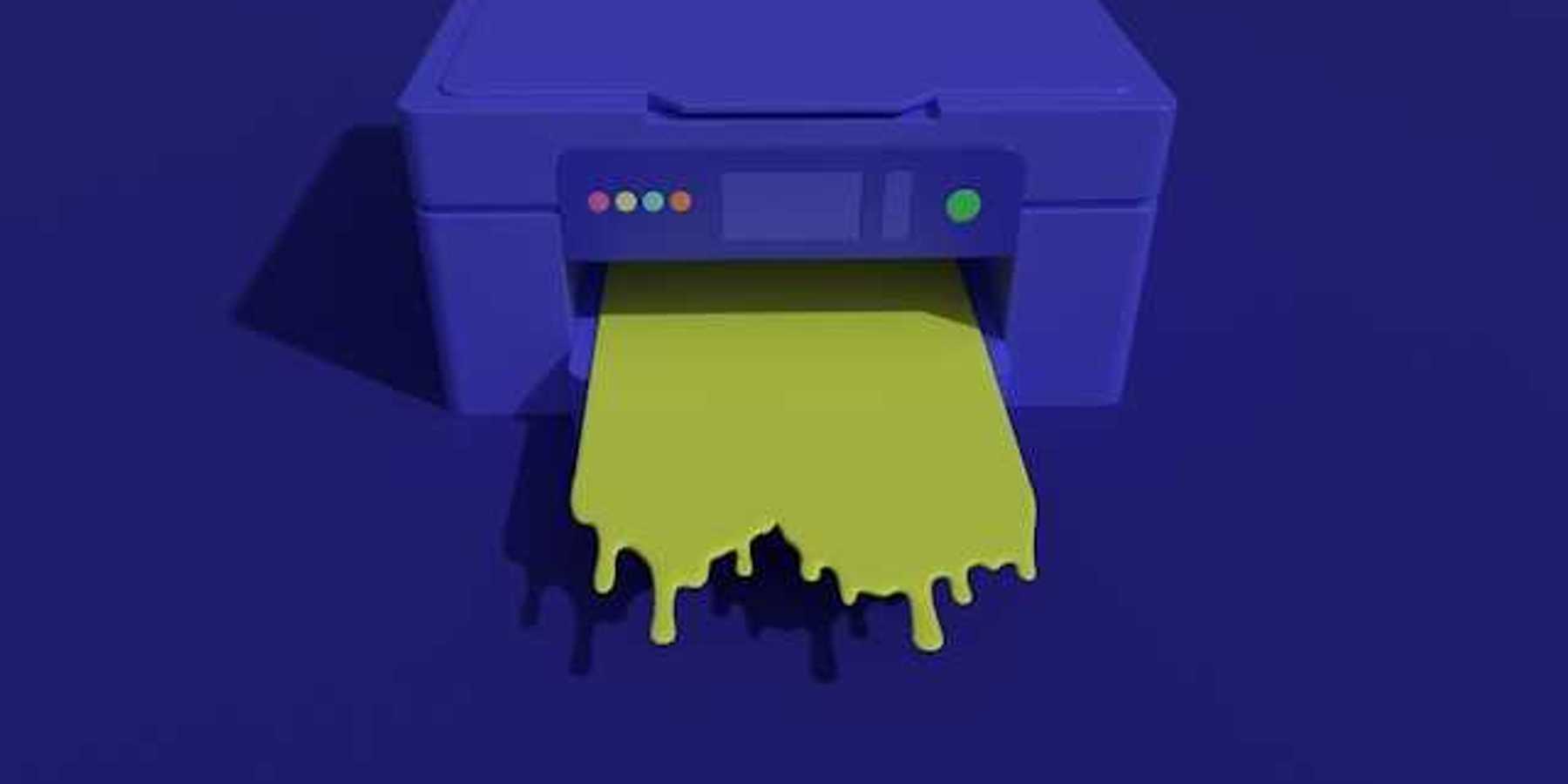 Illustration of a printer spitting out green goo