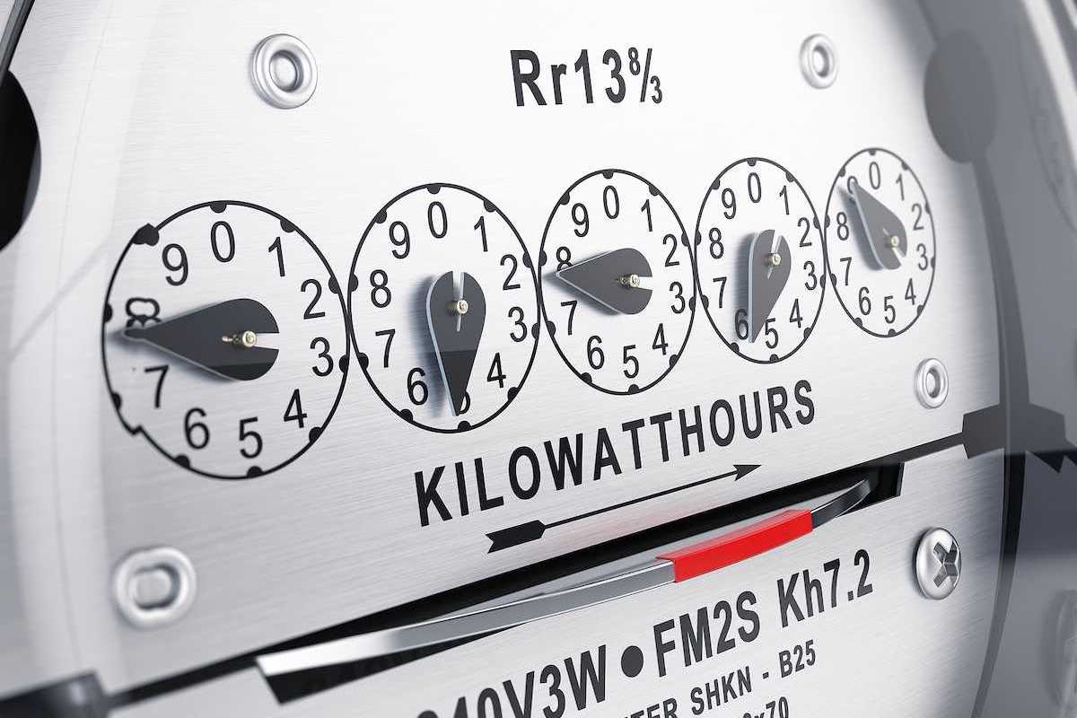 Kilowatt hour electric meter, power supply meter. 3d rendering
