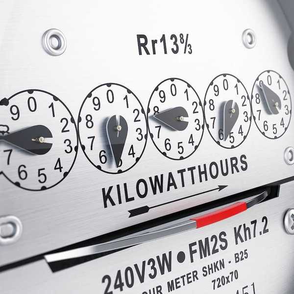 Kilowatt hour electric meter, power supply meter. 3d rendering