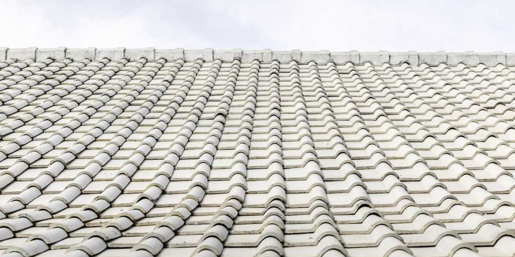 Light-colored clay or cement tile roof