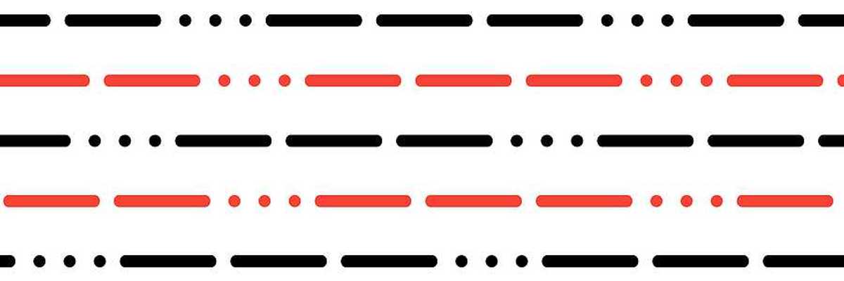 Lines of morse code in red and black