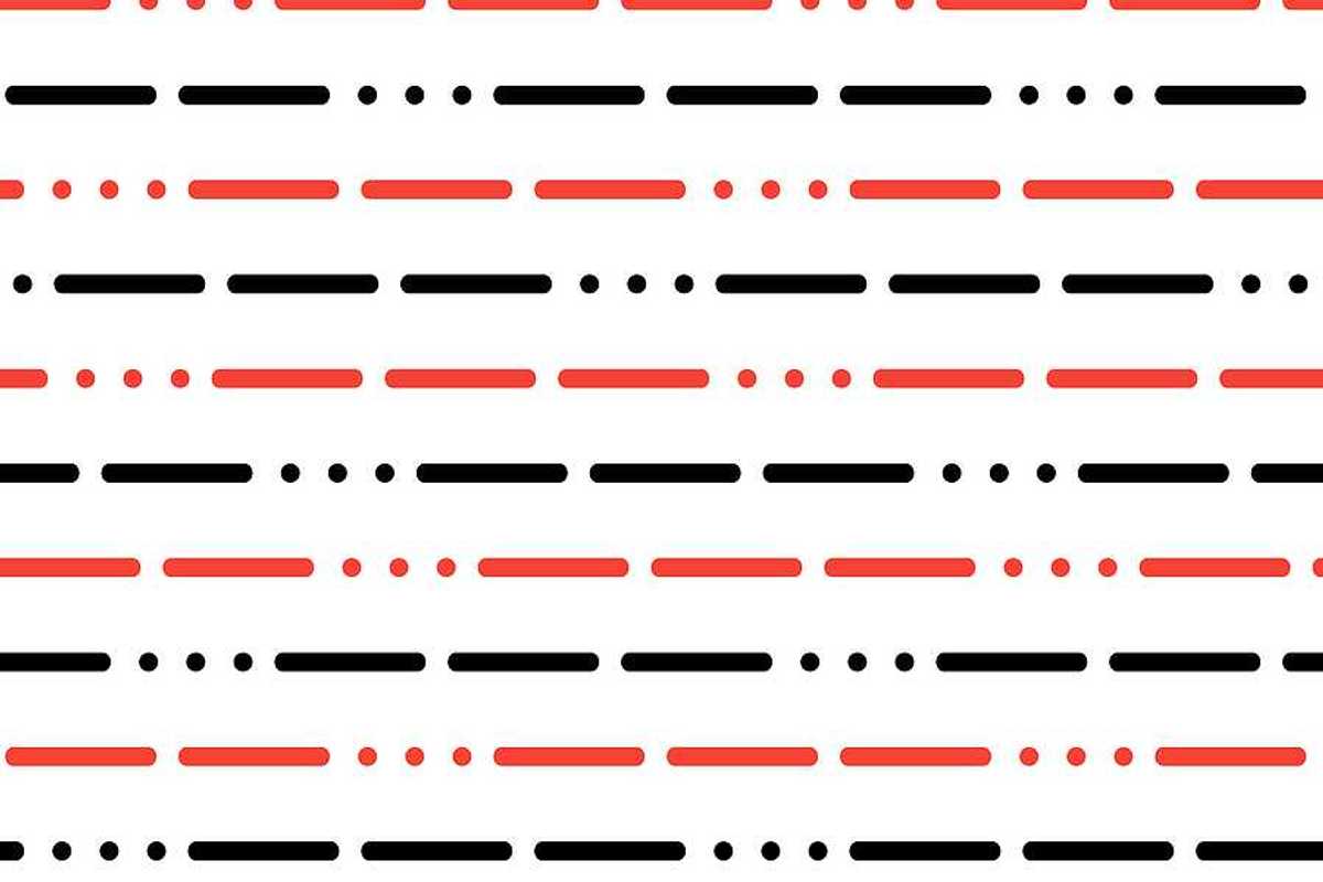 Lines of morse code in red and black