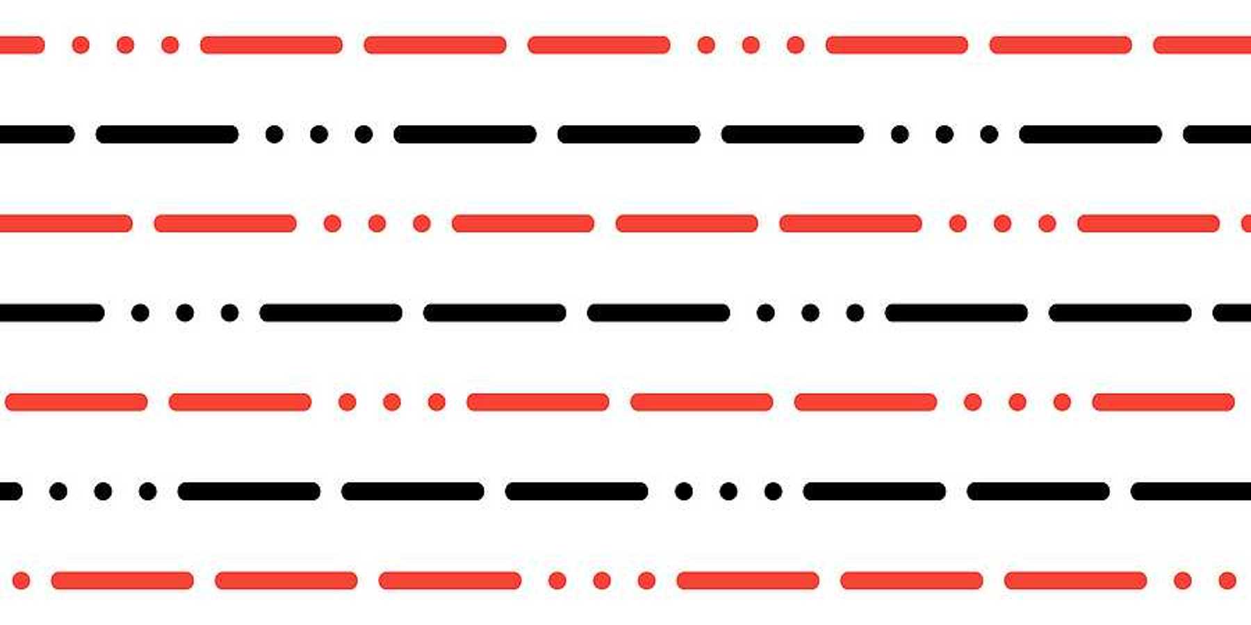 Lines of morse code in red and black