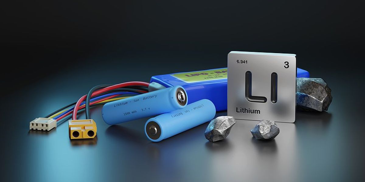 Lithium batteries on a shiny surface