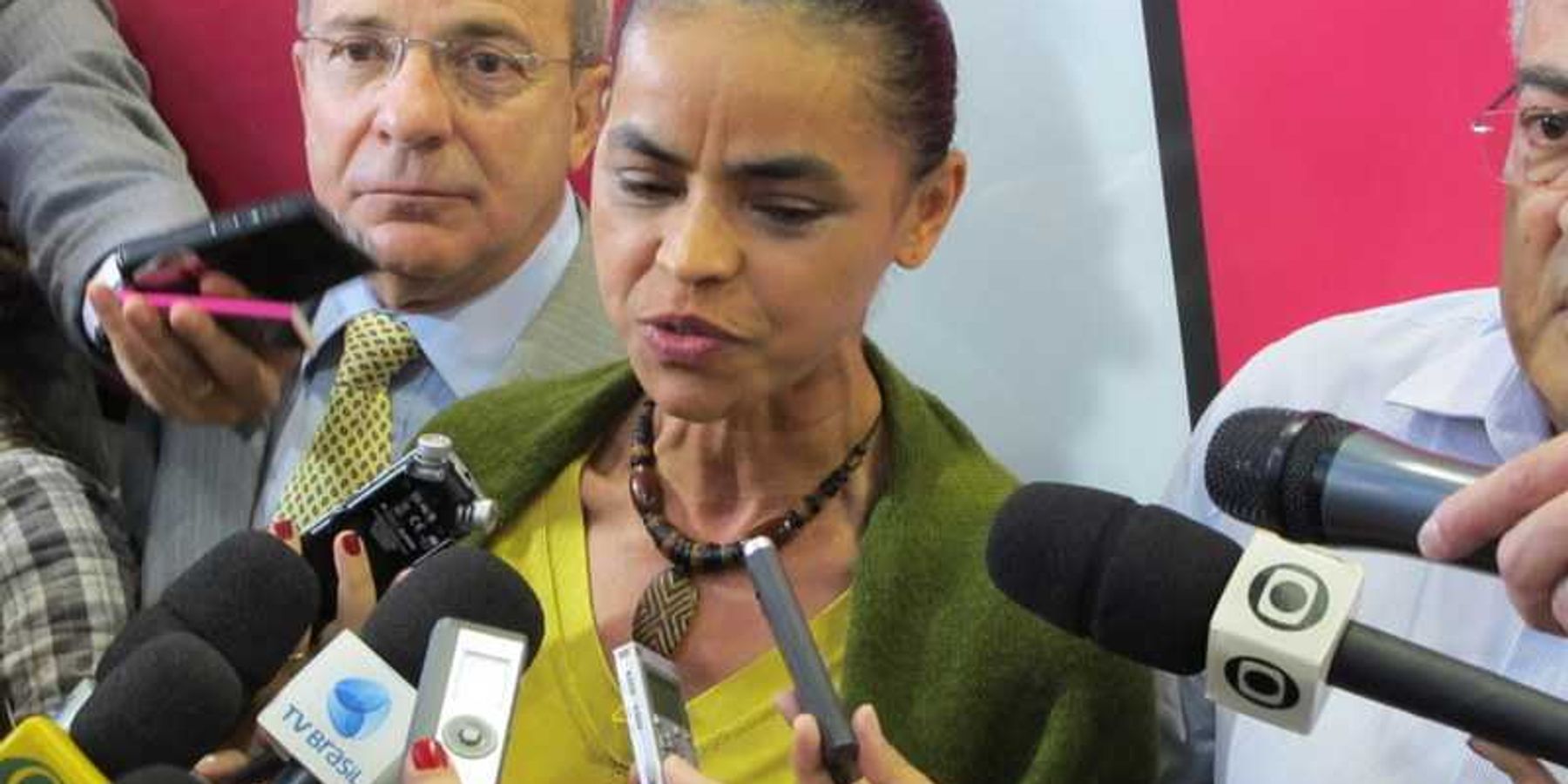 Marina Silva speaking with reporters
