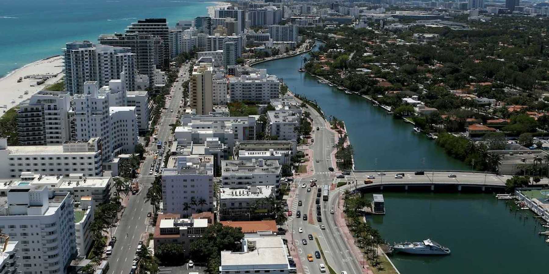 Miami Beach, Florida showing coast as well ad inland waterway.
