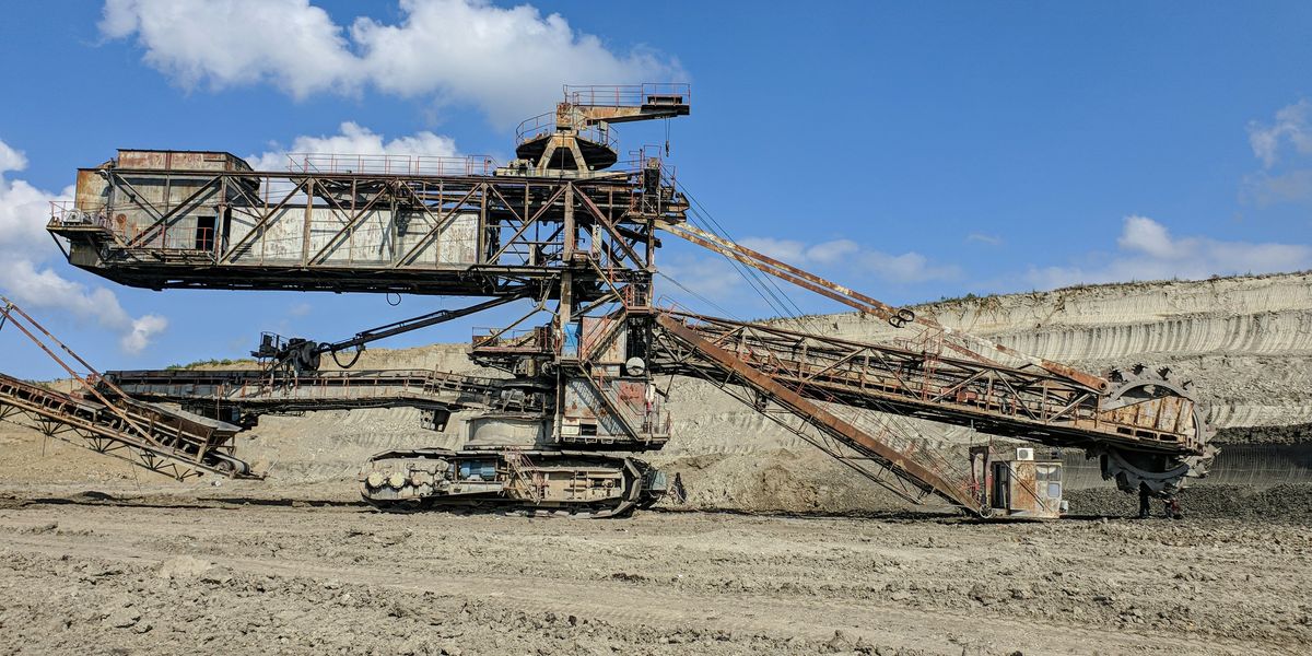 Mining equipment in a pit mine.