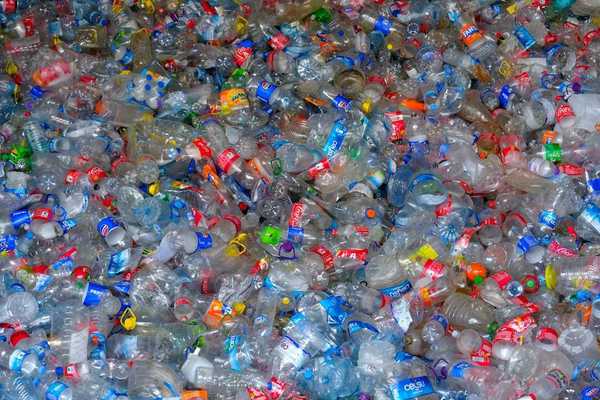 Mixed pile of plastic beverage containers