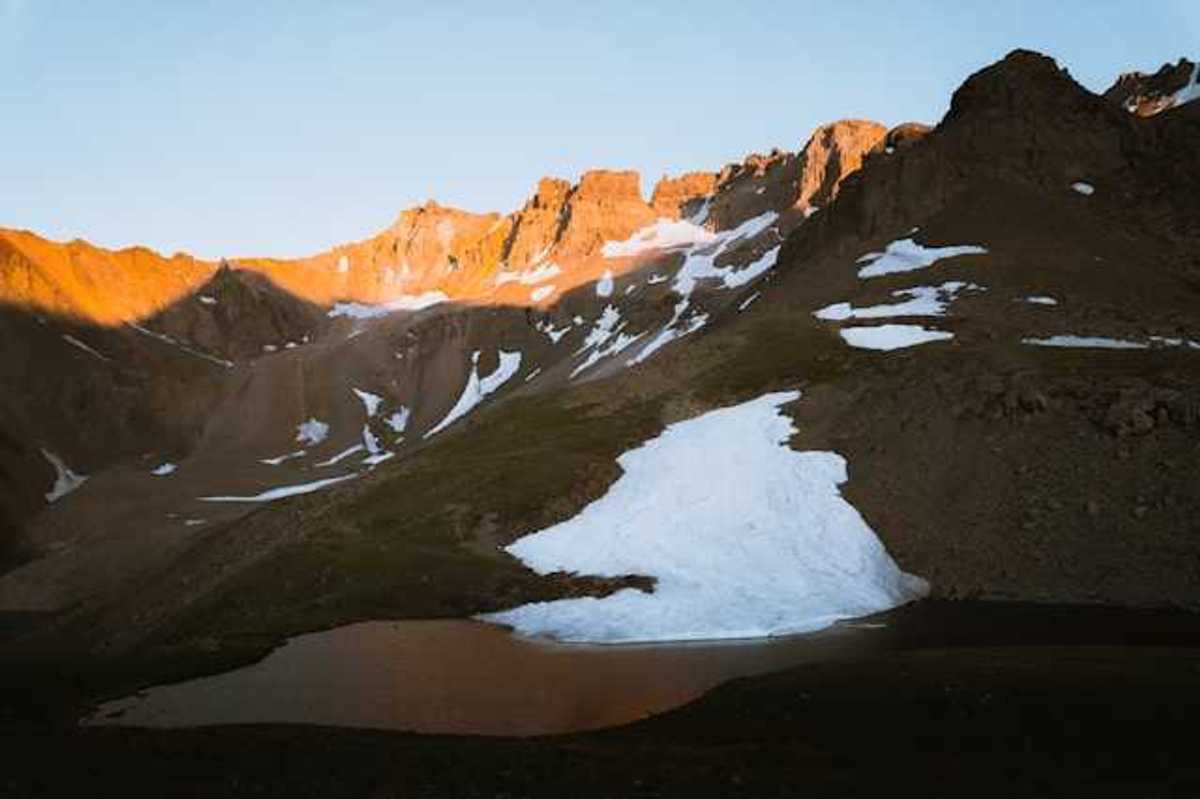 Mountains in the sun with a small amount of snow