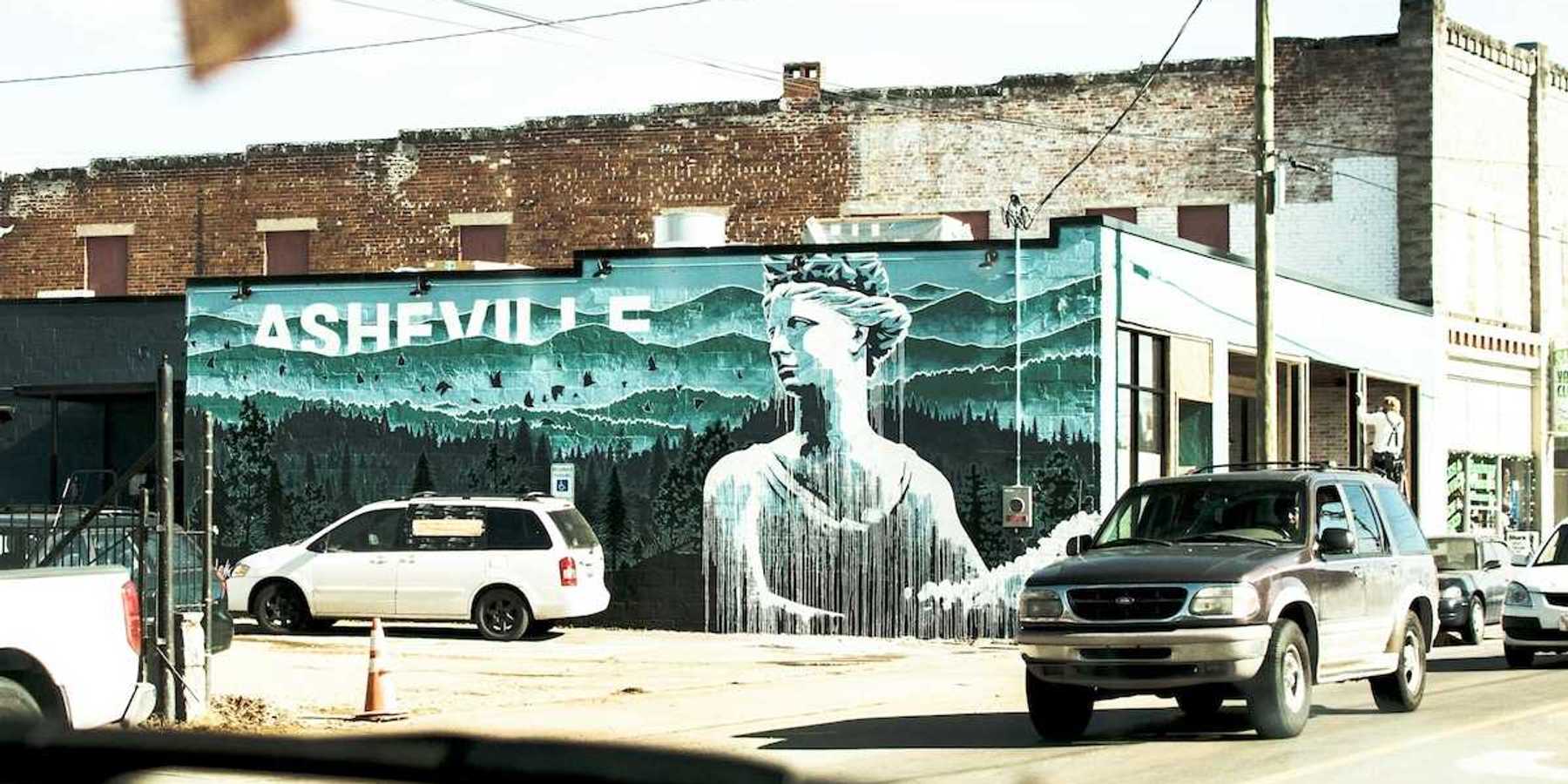 Mural on commercial building in downtown Asheville, North Carolina