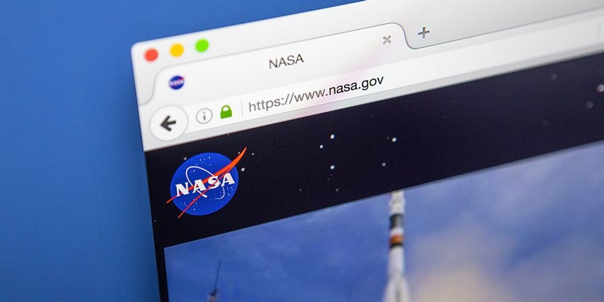 NASA website with an image of a missile launching.