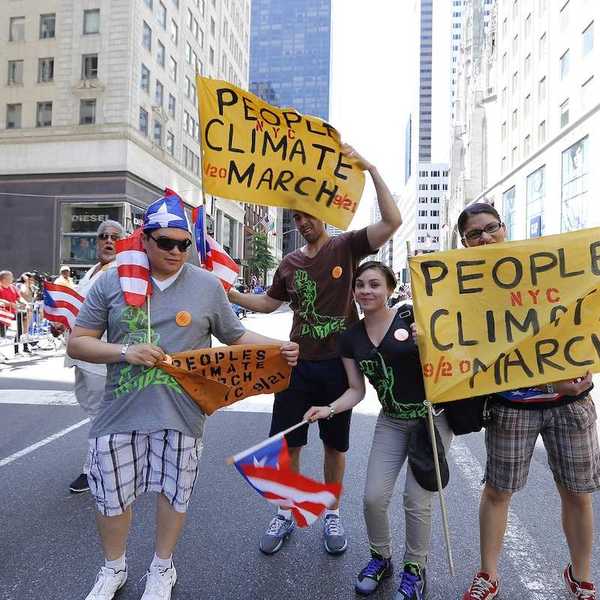 NEW YORK CITY - JUNE 8 2014: the 57th annual Puerto Rico Day Parade filled Fifth Avenue with 80,000 marcher & more than a million spectators.