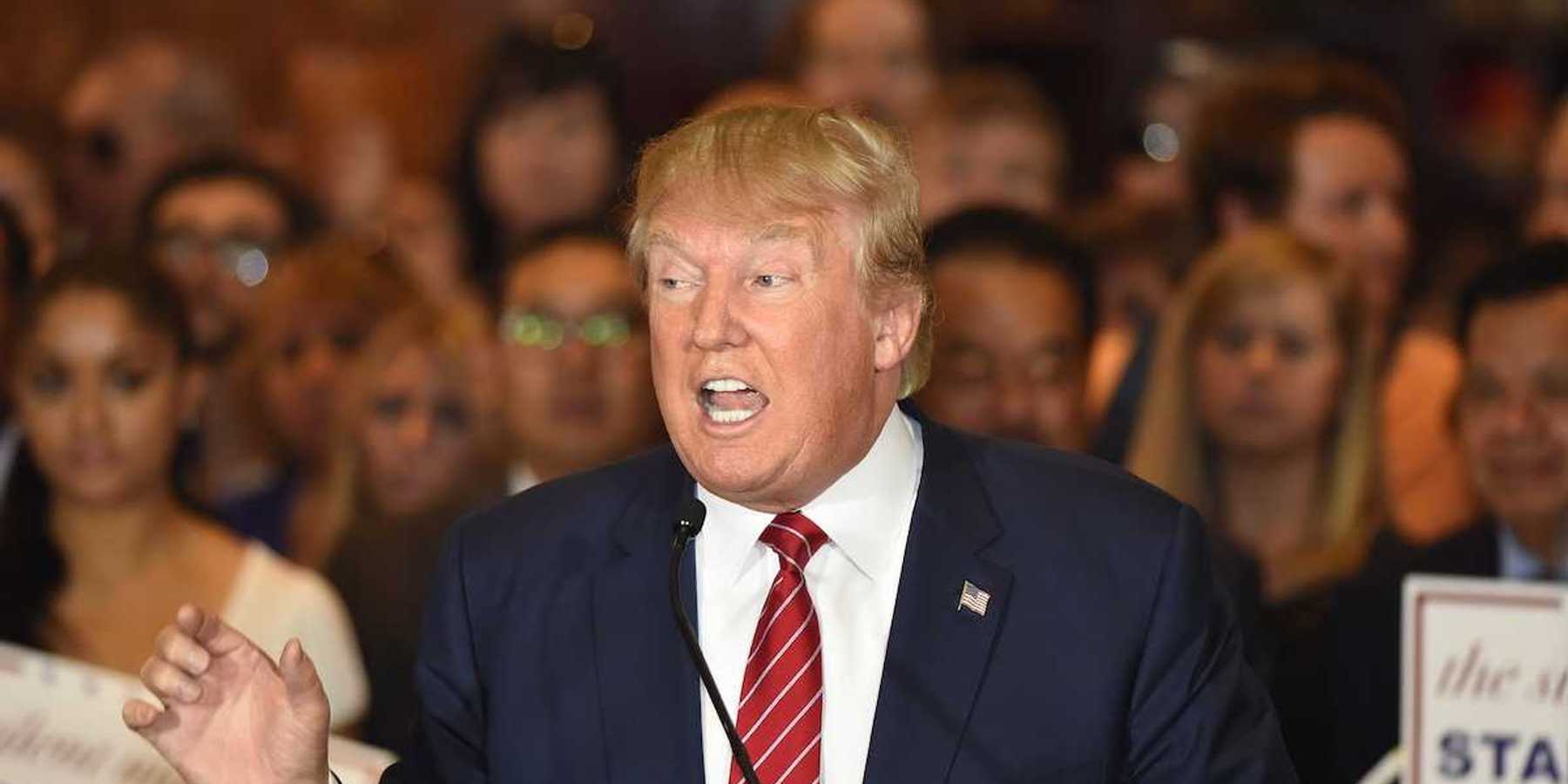 NEW YORK CITY - SEPTEMBER 3 2015: Republican candidate for president Donald Trump announced he had signed a pledge not to run as an independent candidate should he fail to win the party's nomination in 2016.