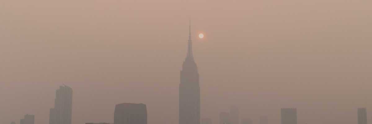 New York City skyline cloaked in wildfire smoke