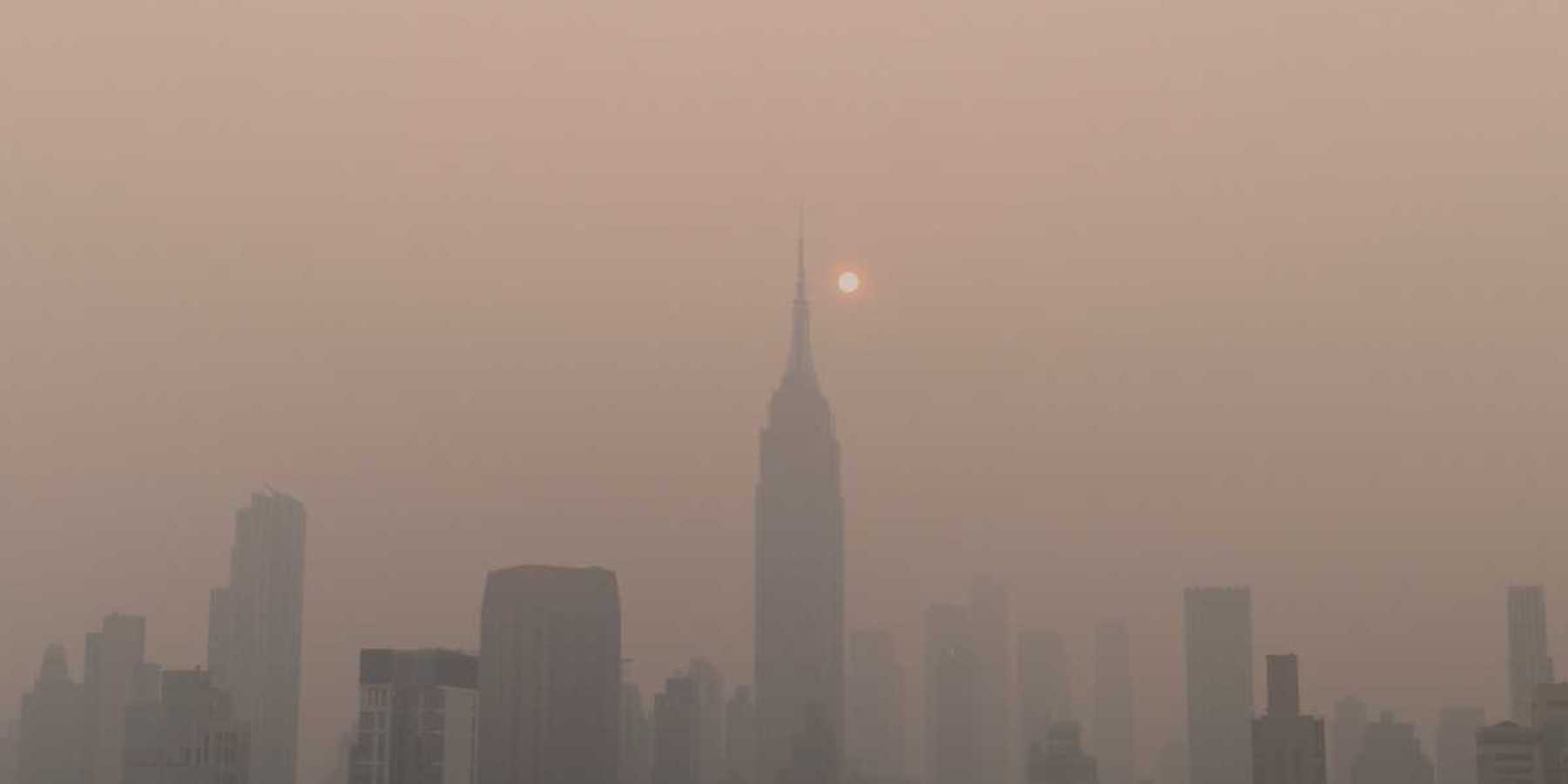 New York City skyline cloaked in wildfire smoke