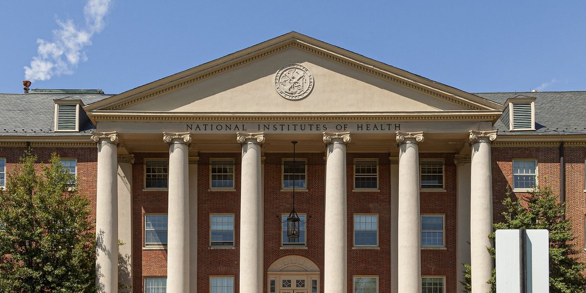 NIH National Institute of Health facade with imposing columns.