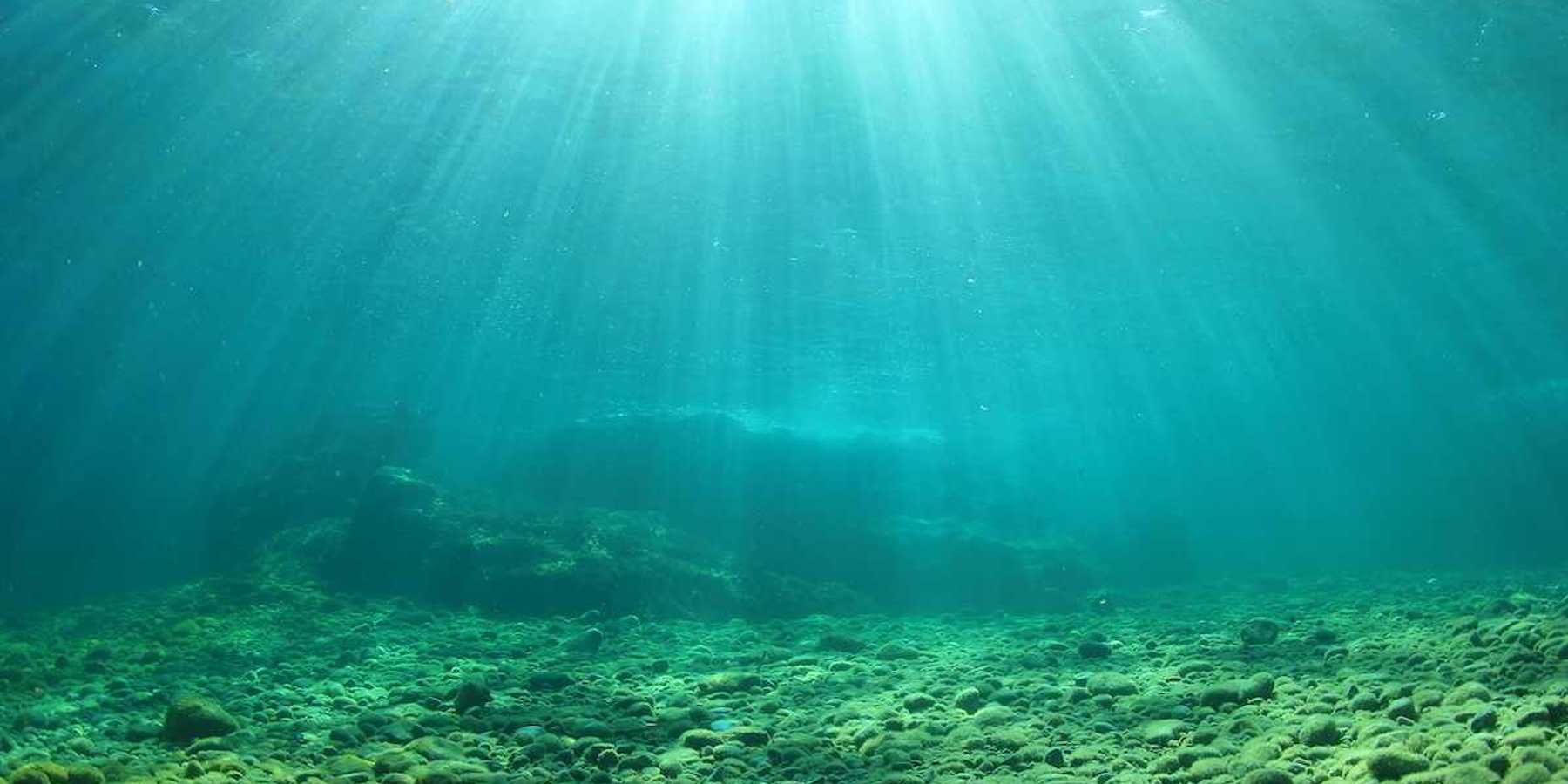 Ocean floor with light filtering through