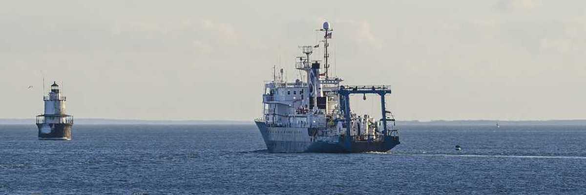 Ocean research vessel sailing on the water