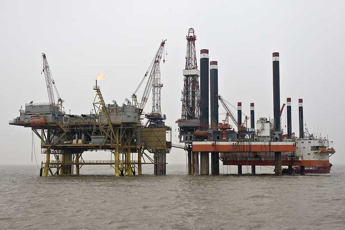Offshore oil rig on a cloudy day