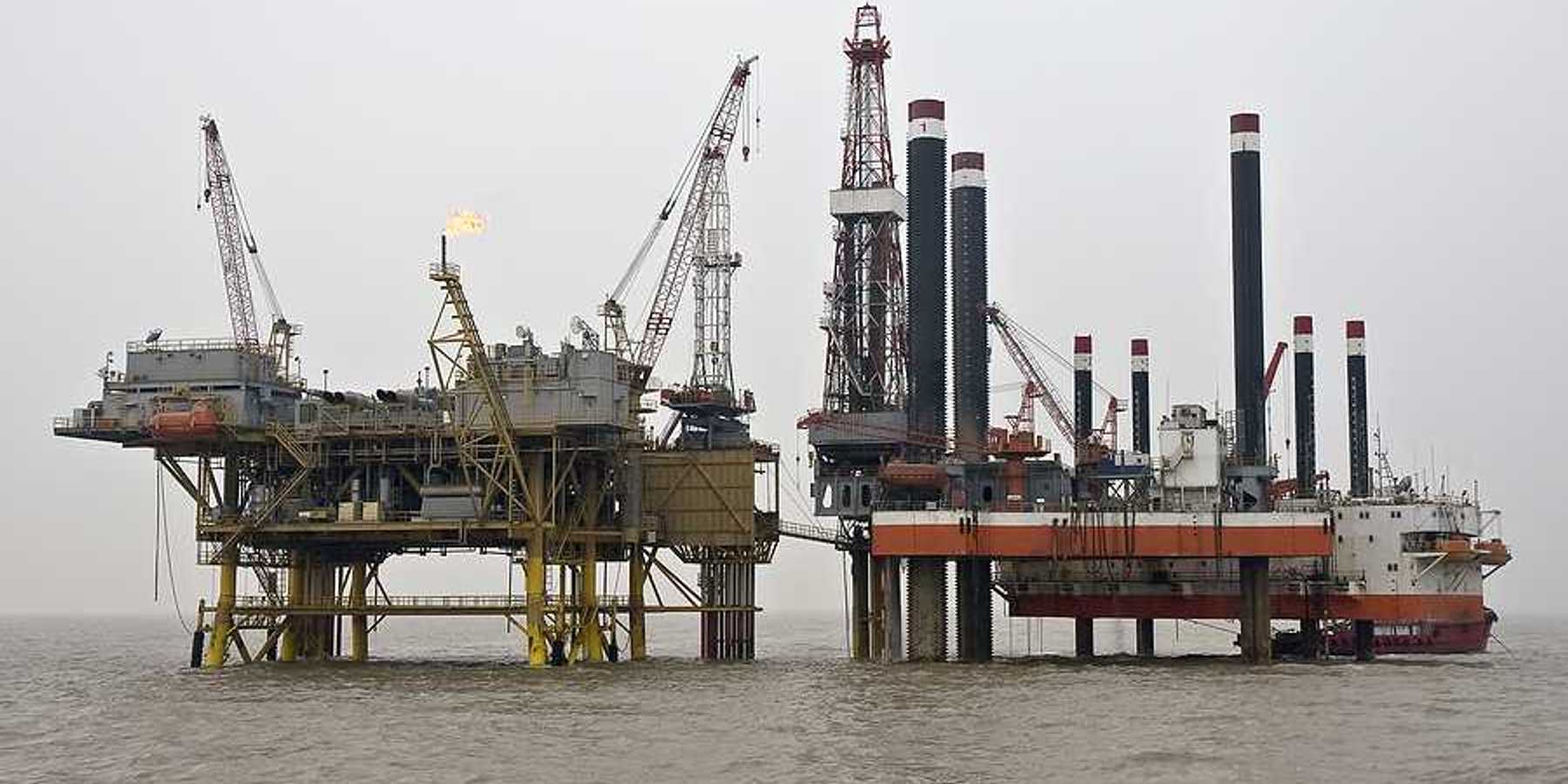 Offshore oil rig on a cloudy day