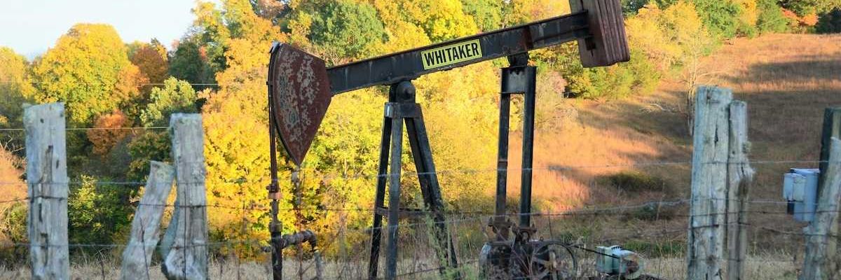 Old Whitaker oil pumping rig - abandoned oil well