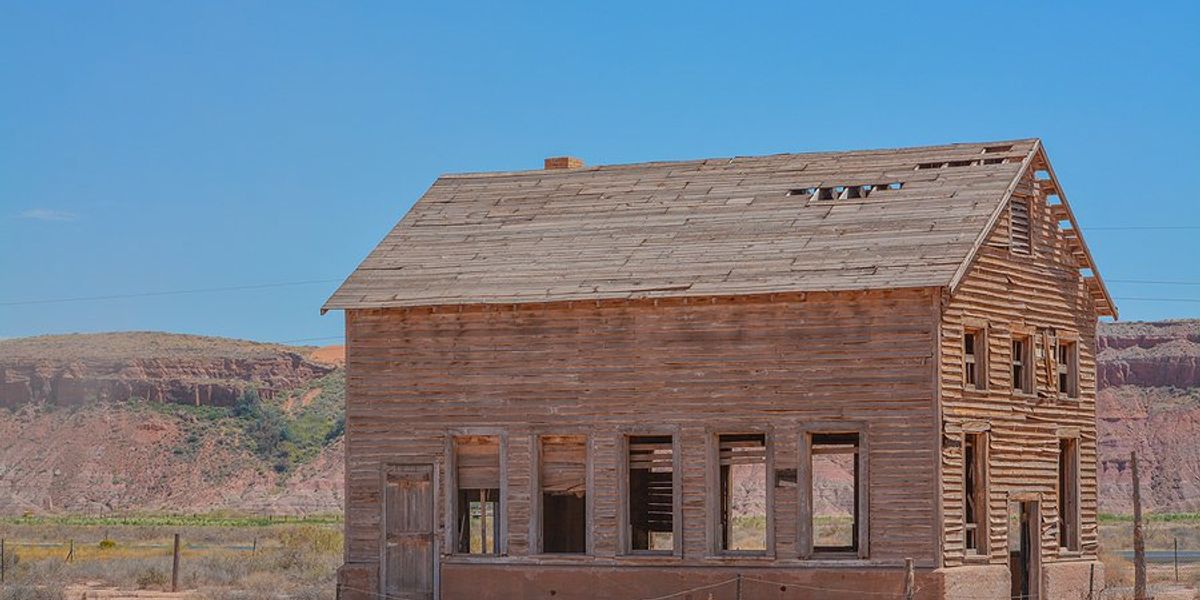 Old wooden house in a dry environment on a Navajo reservation.