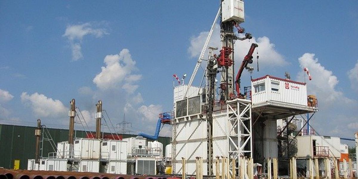 Onshore drilling rig on a sunny day.
