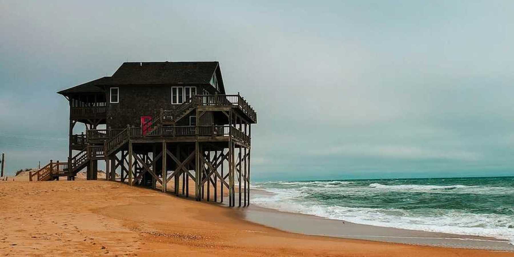 Outer Banks beach house built on stilts