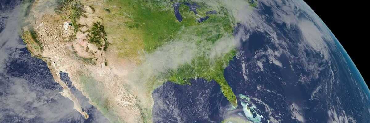 partial view of planet Earth showing Gulf of Mexico, and much of Atlantic sea coast and North Atlantic