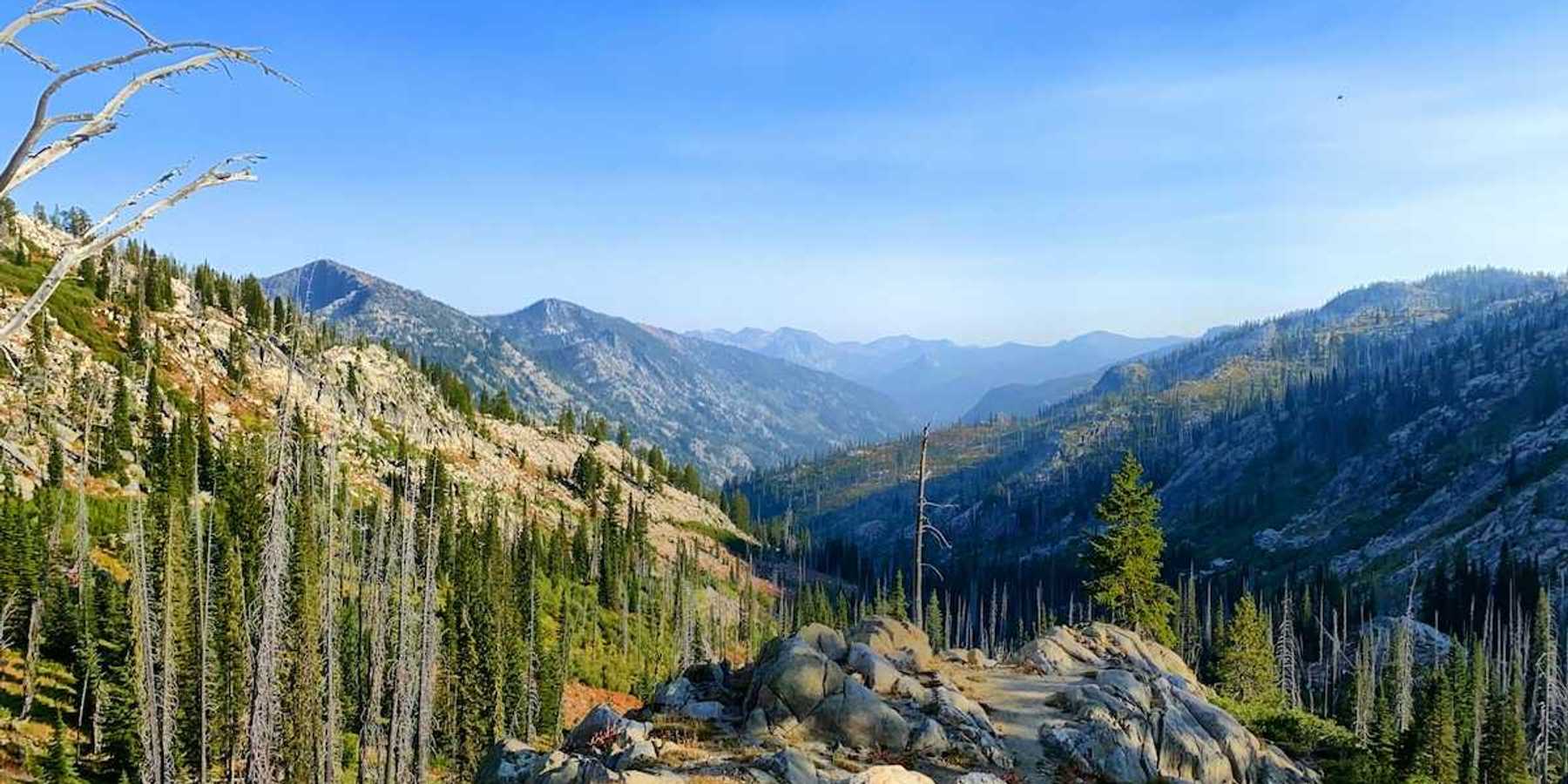Payette National Forest, McCall, Idaho: Trail vista from rocky promontory