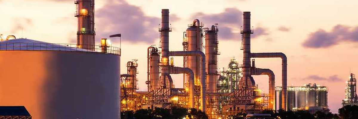 Petrochemical plant in twilight