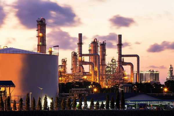 Petrochemical plant in twilight